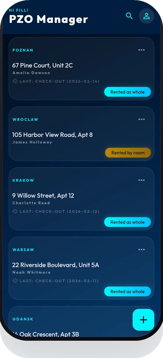 Property list in PZO Manager